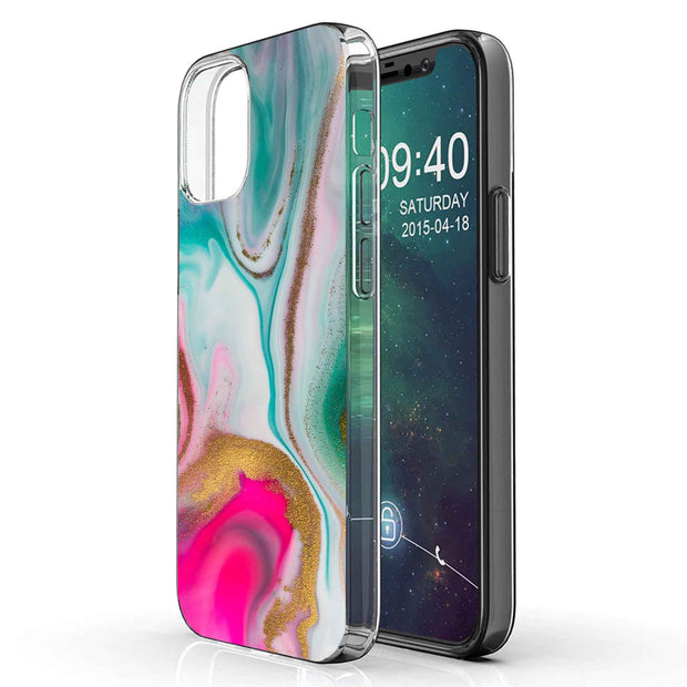 Colorful Marble Print Slim Cover For Apple iPhone  (16,15,14,13,12, SE, Pro, Max, Plus), Print in USA