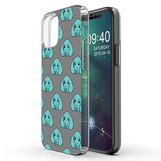 Blue Dog Print Slim Cover For Apple iPhone  (16,15,14,13,12, SE, Pro, Max, Plus), Print in USA