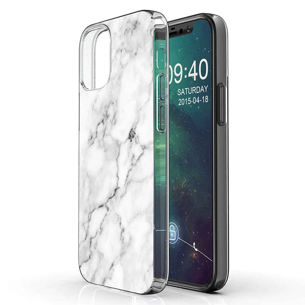 White Marble Print Slim Cover For Apple iPhone  (16,15,14,13,12, SE, Pro, Max, Plus), Print in USA