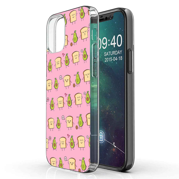 Pink Avocado Print Slim Cover For Apple iPhone  (16,15,14,13,12, SE, Pro, Max, Plus), Print in USA