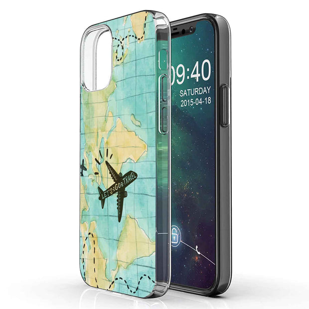 Travel World Print Slim Cover For Apple iPhone  (16,15,14,13,12, SE, Pro, Max, Plus), Print in USA