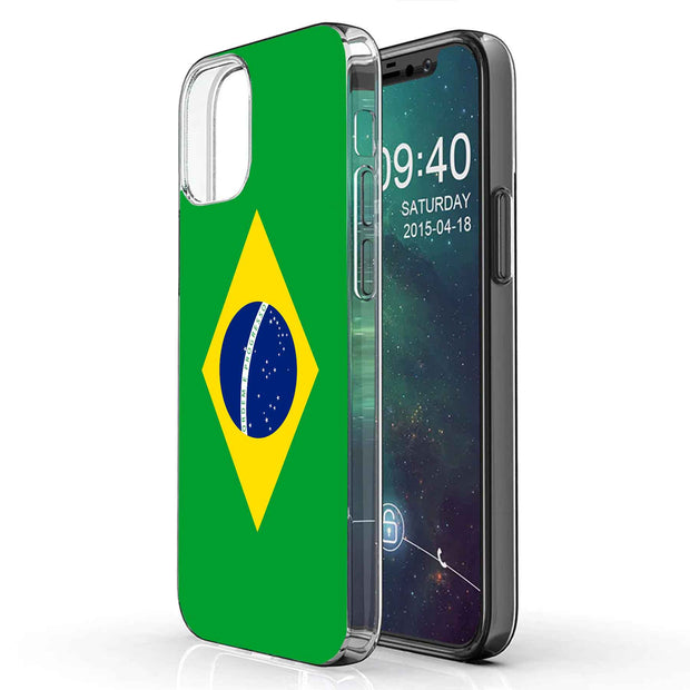 Flag Brazil Print Slim Cover For Apple iPhone  (16,15,14,13,12, SE, Pro, Max, Plus), Print in USA