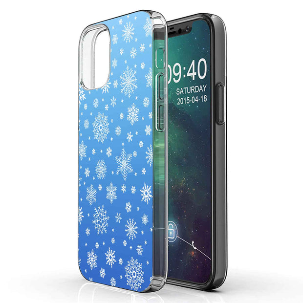 Blue Snowflakes Print Slim Cover For Apple iPhone  (16,15,14,13,12, SE, Pro, Max, Plus), Print in USA