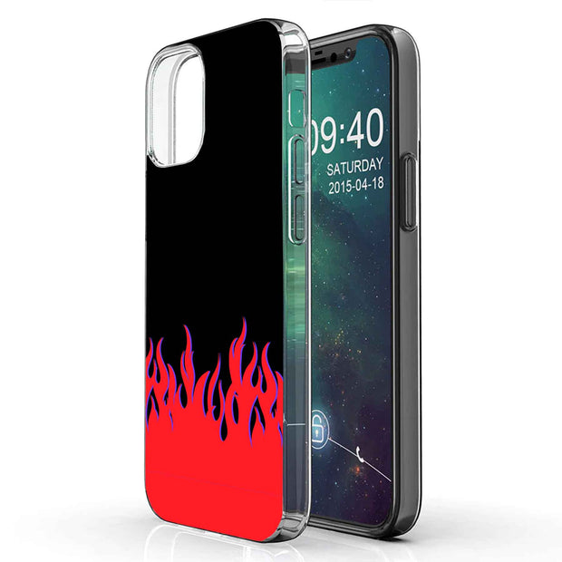 Red Flames Print Slim Cover For Apple iPhone  (16,15,14,13,12, SE, Pro, Max, Plus), Print in USA