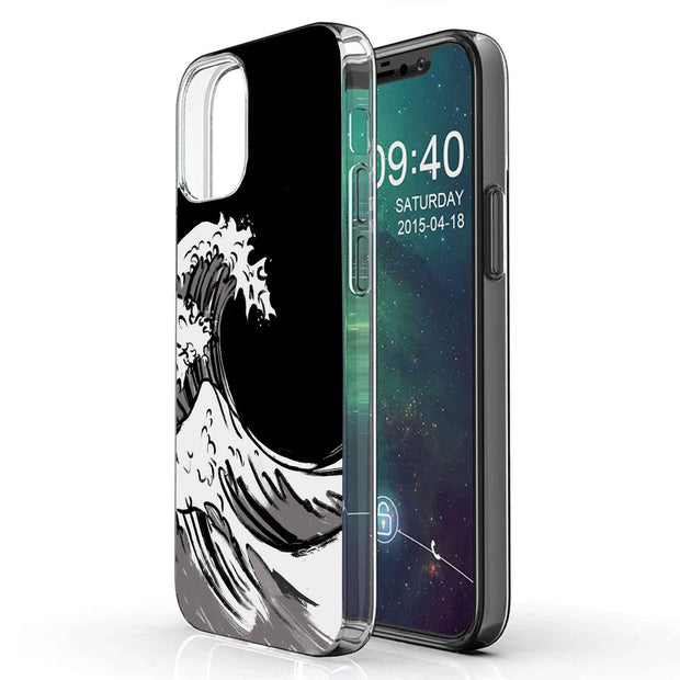 Japanese Waves Print Slim Cover For Apple iPhone  (16,15,14,13,12, SE, Pro, Max, Plus), Print in USA