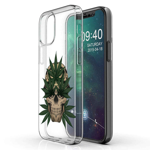 Marijuana Skull Print Slim Cover For Apple iPhone  (16,15,14,13,12, SE, Pro, Max, Plus), Print in USA