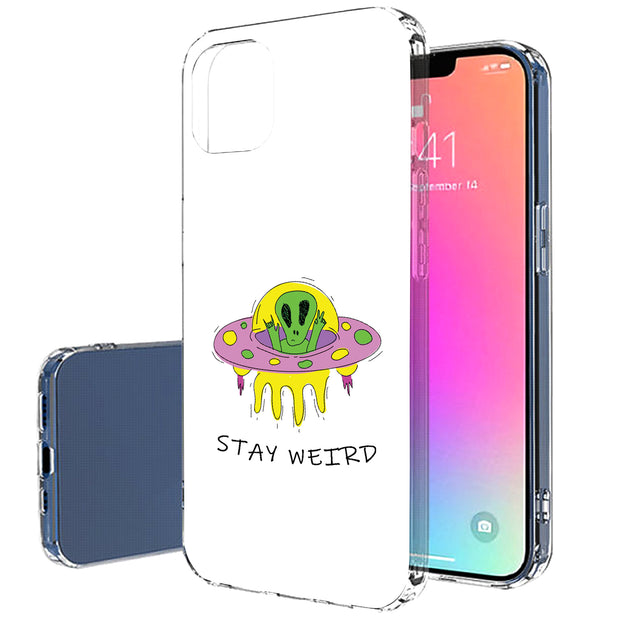 Alien Weird Print Slim Cover For Apple iPhone  (16,15,14,13,12, SE, Pro, Max, Plus), Print in USA