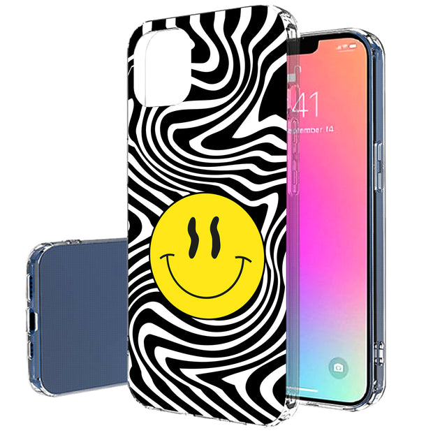 Trippy Smiley Print Slim Cover For Apple iPhone  (16,15,14,13,12, SE, Pro, Max, Plus), Print in USA