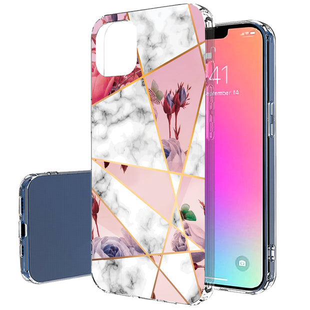 Marble Flower Print Slim Cover For Apple iPhone  (16,15,14,13,12, SE, Pro, Max, Plus), Print in USA