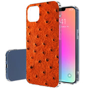 Orange Ostrich Print Slim Cover For Apple iPhone  (16,15,14,13,12, SE, Pro, Max, Plus), Print in USA