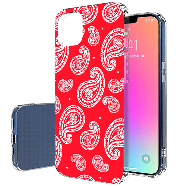 Paisley Red Print Slim Cover For Apple iPhone  (16,15,14,13,12, SE, Pro, Max, Plus), Print in USA