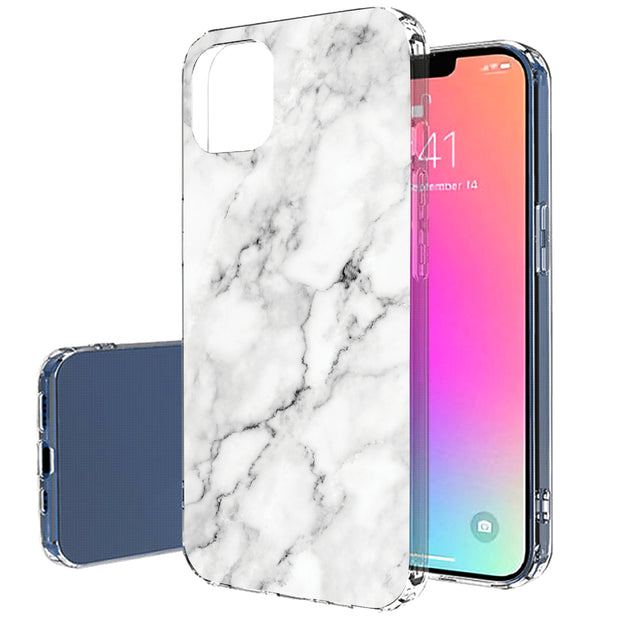 White Marble Print Slim Cover For Apple iPhone  (16,15,14,13,12, SE, Pro, Max, Plus), Print in USA