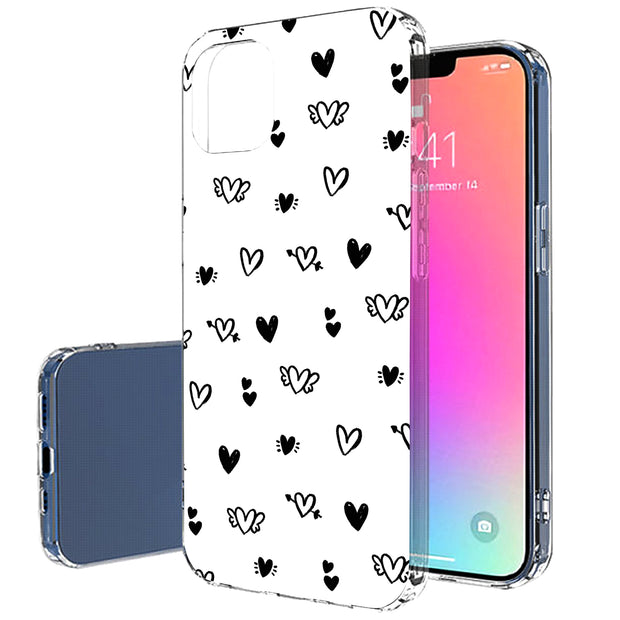 Flying Hearts Print Slim Cover For Apple iPhone  (16,15,14,13,12, SE, Pro, Max, Plus), Print in USA