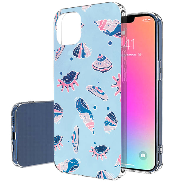 SeaShells Clams Print Slim Cover For Apple iPhone  (16,15,14,13,12, SE, Pro, Max, Plus), Print in USA