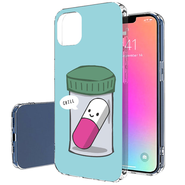 Pill Say Chill Print Slim Cover For Apple iPhone  (16,15,14,13,12, SE, Pro, Max, Plus), Print in USA