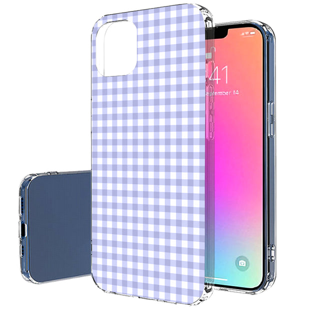 Blue Gingham Print Slim Cover For Apple iPhone  (16,15,14,13,12, SE, Pro, Max, Plus), Print in USA