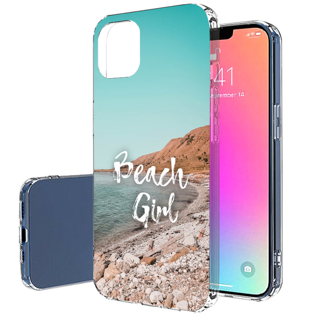 Beach Girl Blue Print Slim Cover For Apple iPhone  (16,15,14,13,12, SE, Pro, Max, Plus), Print in USA