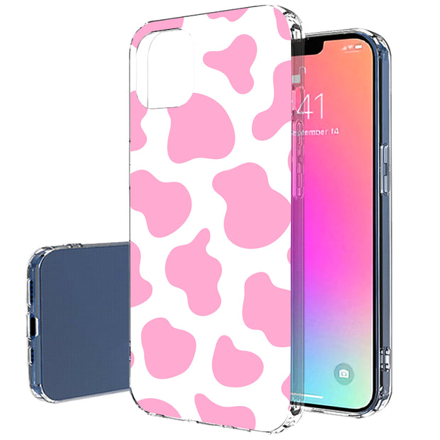 Cow Shape Pink Print Slim Cover For Apple iPhone  (16,15,14,13,12, SE, Pro, Max, Plus), Print in USA