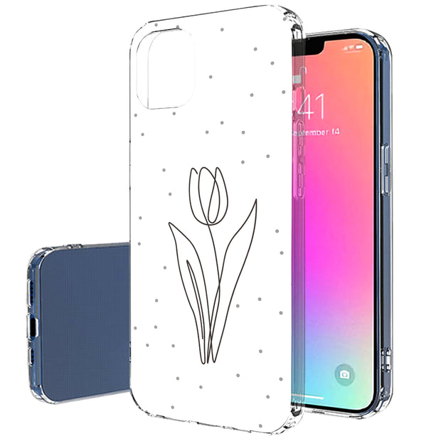 Line Art Tulip Print Slim Cover For Apple iPhone  (16,15,14,13,12, SE, Pro, Max, Plus), Print in USA