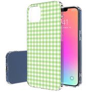 Pale Green Grid Print Slim Cover For Apple iPhone  (16,15,14,13,12, SE, Pro, Max, Plus), Print in USA