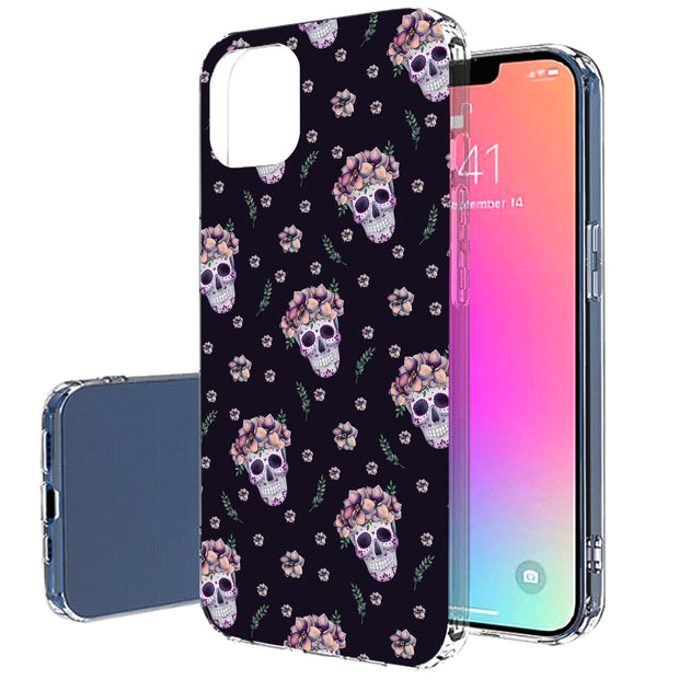 Skull Floral 1 Print Slim Cover For Apple iPhone  (16,15,14,13,12, SE, Pro, Max, Plus), Print in USA