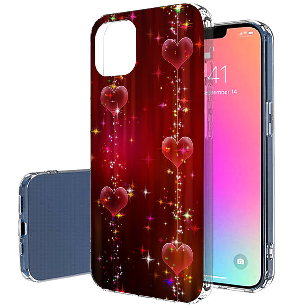 Shinny Hearts Print Slim Cover For Apple iPhone  (16,15,14,13,12, SE, Pro, Max, Plus), Print in USA