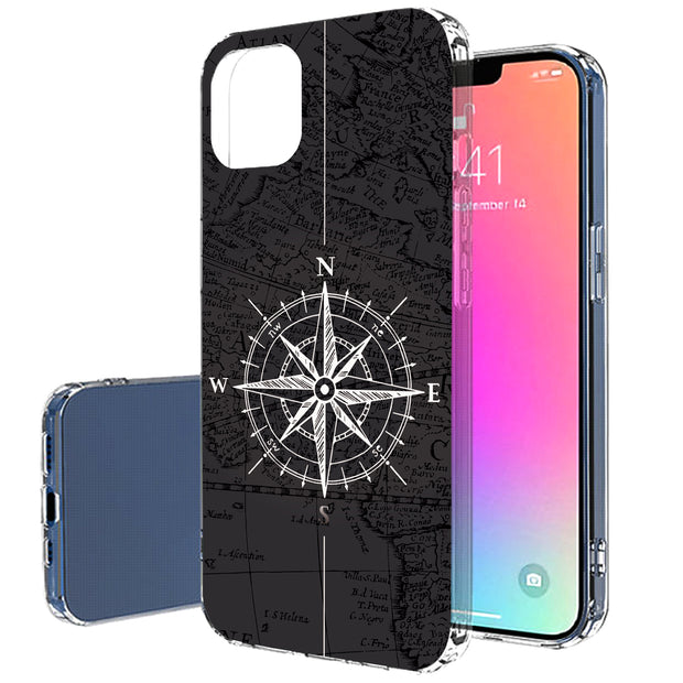 Map Compass Print Slim Cover For Apple iPhone  (16,15,14,13,12, SE, Pro, Max, Plus), Print in USA