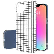 Blk White Grid Print Slim Cover For Apple iPhone  (16,15,14,13,12, SE, Pro, Max, Plus), Print in USA