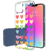 Colorful Hearts Print Slim Cover For Apple iPhone  (16,15,14,13,12, SE, Pro, Max, Plus), Print in USA