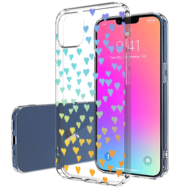 Gradient Hearts Print Slim Cover For Apple iPhone  (16,15,14,13,12, SE, Pro, Max, Plus), Print in USA