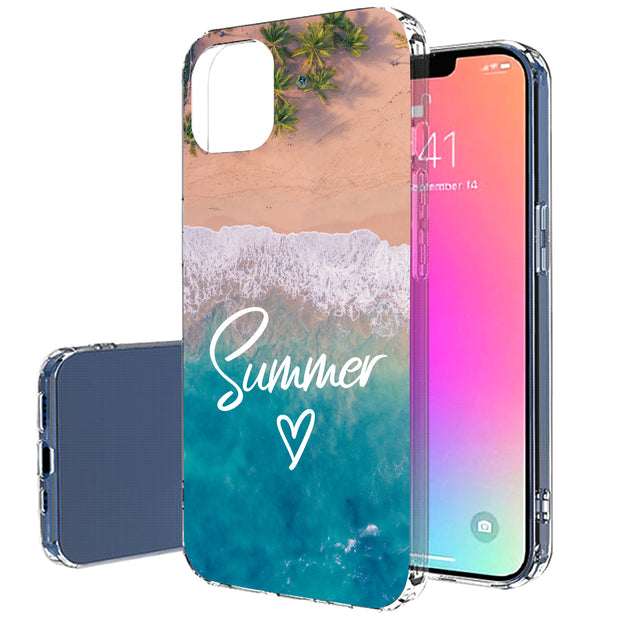 Summer Beach Print Slim Cover For Apple iPhone  (16,15,14,13,12, SE, Pro, Max, Plus), Print in USA