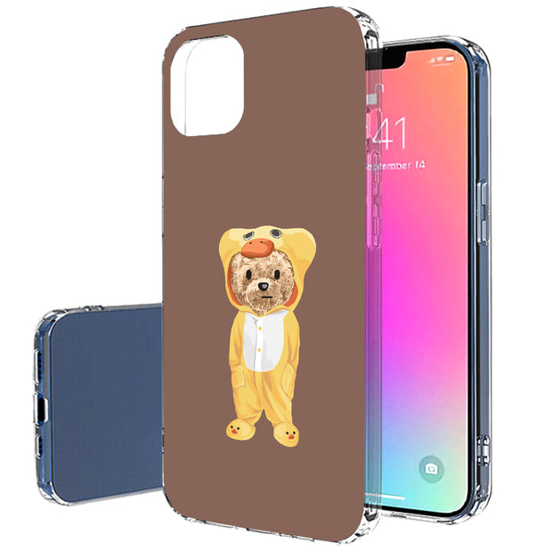 Duck Teddy Bear Print Slim Cover For Apple iPhone  (16,15,14,13,12, SE, Pro, Max, Plus), Print in USA