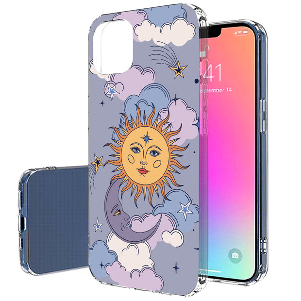 Sun Moon Stars Print Slim Cover For Apple iPhone  (16,15,14,13,12, SE, Pro, Max, Plus), Print in USA