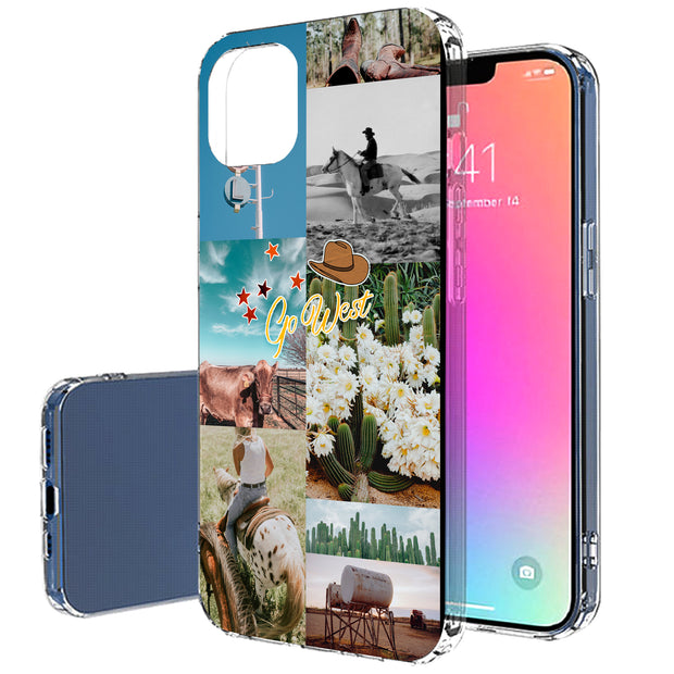 Go West Collage Print Slim Cover For Apple iPhone  (16,15,14,13,12, SE, Pro, Max, Plus), Print in USA