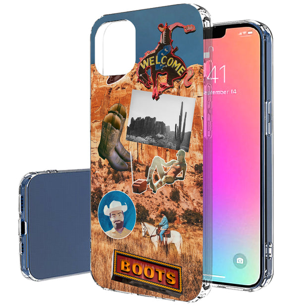 Cowboy Collage Print Slim Cover For Apple iPhone  (16,15,14,13,12, SE, Pro, Max, Plus), Print in USA