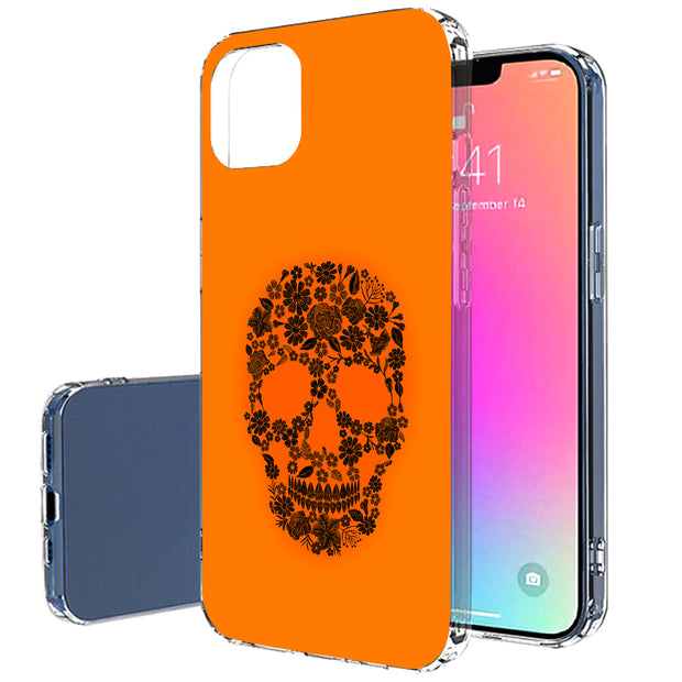 Skull Flower Print Slim Cover For Apple iPhone  (16,15,14,13,12, SE, Pro, Max, Plus), Print in USA