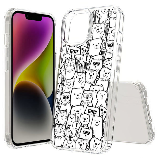 Comic Cat Print Slim Cover For Apple iPhone  (16,15,14,13,12, SE, Pro, Max, Plus), Print in USA