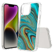 Gold Blu Marble Print Slim Cover For Apple iPhone  (16,15,14,13,12, SE, Pro, Max, Plus), Print in USA