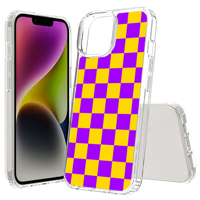 Yellow Checker Print Slim Cover For Apple iPhone  (16,15,14,13,12, SE, Pro, Max, Plus), Print in USA