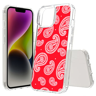 Paisley Red Print Slim Cover For Apple iPhone  (16,15,14,13,12, SE, Pro, Max, Plus), Print in USA