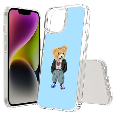 Teddy Heart Print Slim Cover For Apple iPhone  (16,15,14,13,12, SE, Pro, Max, Plus), Print in USA