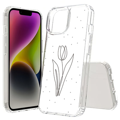 Line Art Tulip Print Slim Cover For Apple iPhone  (16,15,14,13,12, SE, Pro, Max, Plus), Print in USA