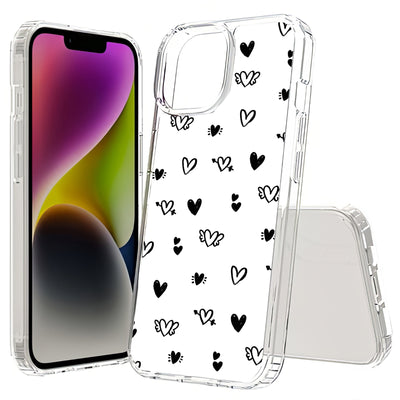 Flying Hearts Print Slim Cover For Apple iPhone  (16,15,14,13,12, SE, Pro, Max, Plus), Print in USA