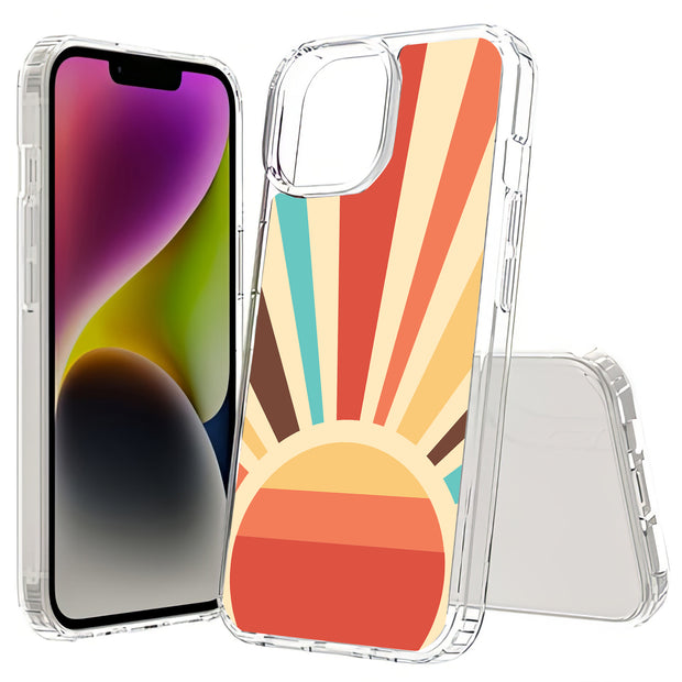 Retro Sunburst Print Slim Cover For Apple iPhone  (16,15,14,13,12, SE, Pro, Max, Plus), Print in USA