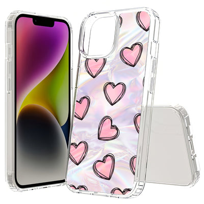 Girly Hearts Print Slim Cover For Apple iPhone  (16,15,14,13,12, SE, Pro, Max, Plus), Print in USA