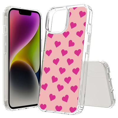 Cute Pink Love Print Slim Cover For Apple iPhone  (16,15,14,13,12, SE, Pro, Max, Plus), Print in USA