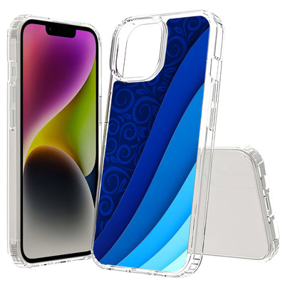 Blue Wavy Print Slim Cover For Apple iPhone  (16,15,14,13,12, SE, Pro, Max, Plus), Print in USA