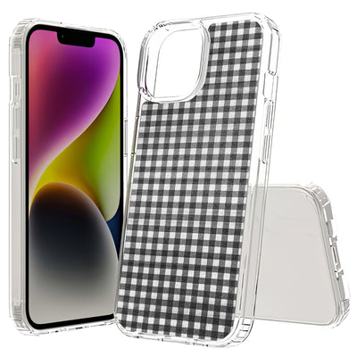 Black Plaid Print Slim Cover For Apple iPhone  (16,15,14,13,12, SE, Pro, Max, Plus), Print in USA