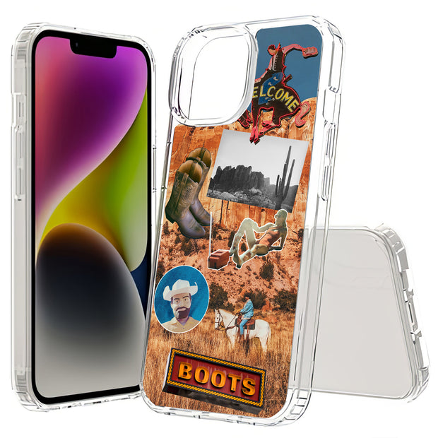 Cowboy Collage Print Slim Cover For Apple iPhone  (16,15,14,13,12, SE, Pro, Max, Plus), Print in USA