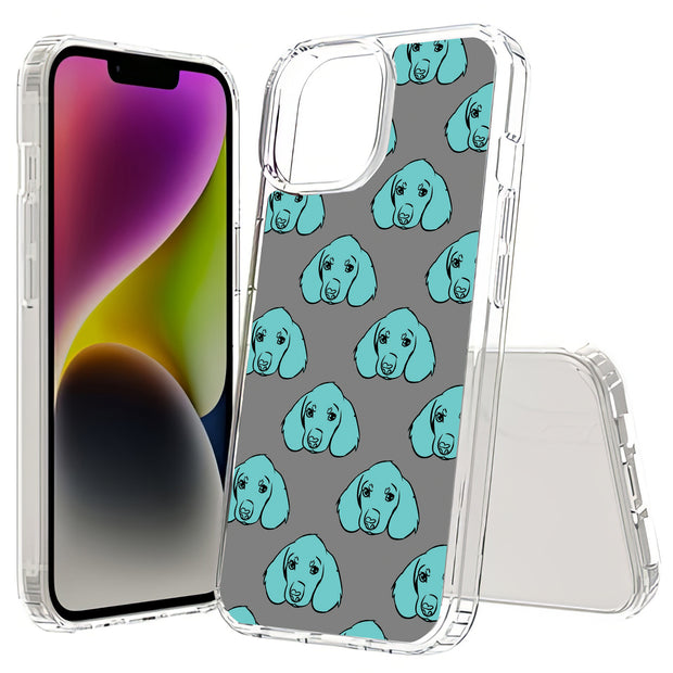 Blue Dog Print Slim Cover For Apple iPhone  (16,15,14,13,12, SE, Pro, Max, Plus), Print in USA